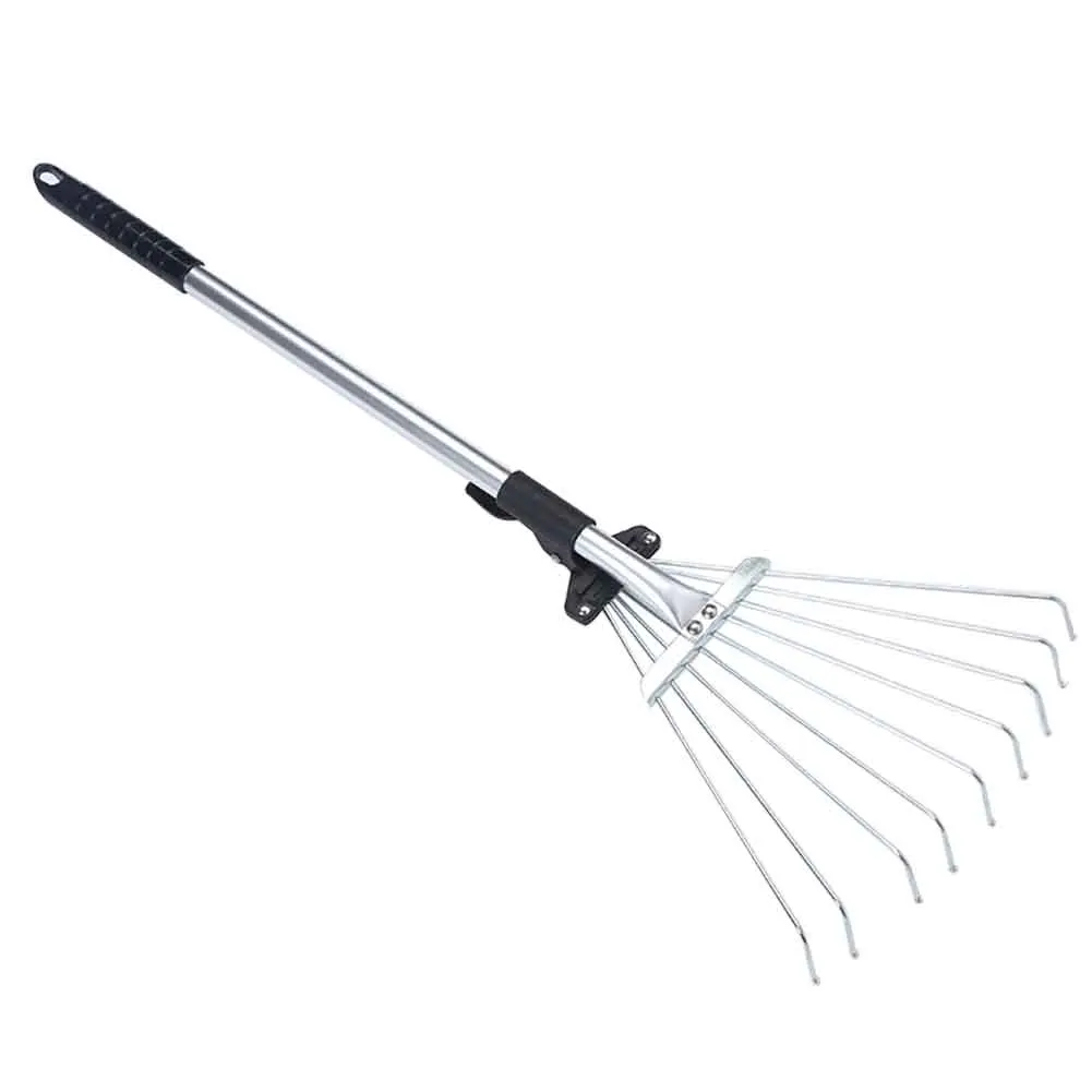 

Stainless Steel Lightweight Collect Loose Debris Leaf Brush Portable Garden Rake Fan Broom Hand Tool Expandable 9 Teeth Home