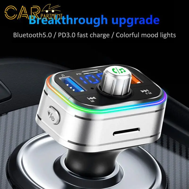 

Hands-free Fm Transmitter Car Charger Universal Multifunctional Bc62 Car Mp3 Player Car Accessories Car Mp3 Atmosphere Lamp