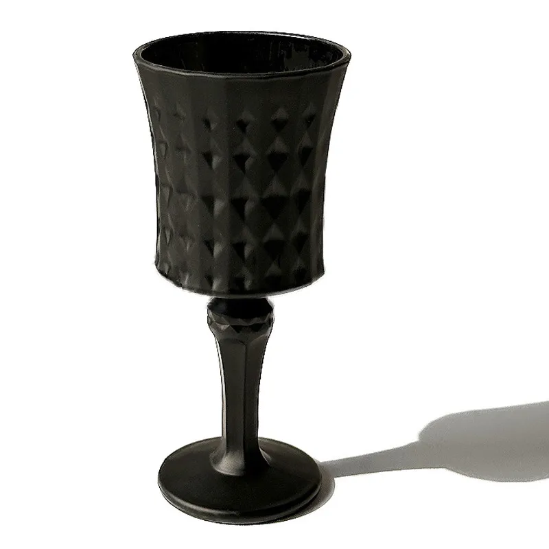 Винтажная черная чашка матовый бокал для красного вина черный набор посуды