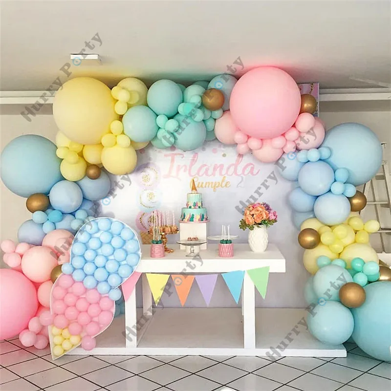 

Garland Big Macaron Pastel Blue Pink Arch Set For Baby Shower Girl Happy Birthday Balloons Party Decoration