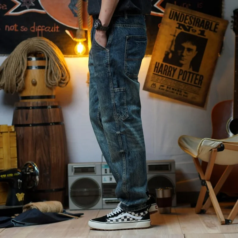 Джинсы в японском стиле мужские свободные микро-конусные уличные трендовые