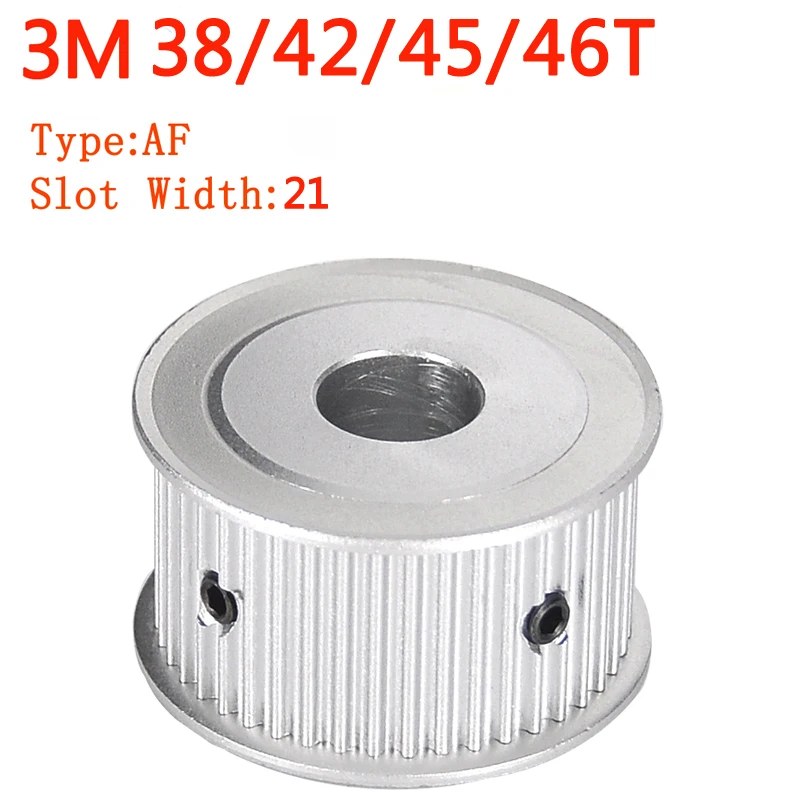 

AF Type Timing Pulley 3M38T 3M42T 3M45/46T Slot Width 21mm Aluminium Synchronous Timing Pulleys Bore 6/8/10/12/14/15mm