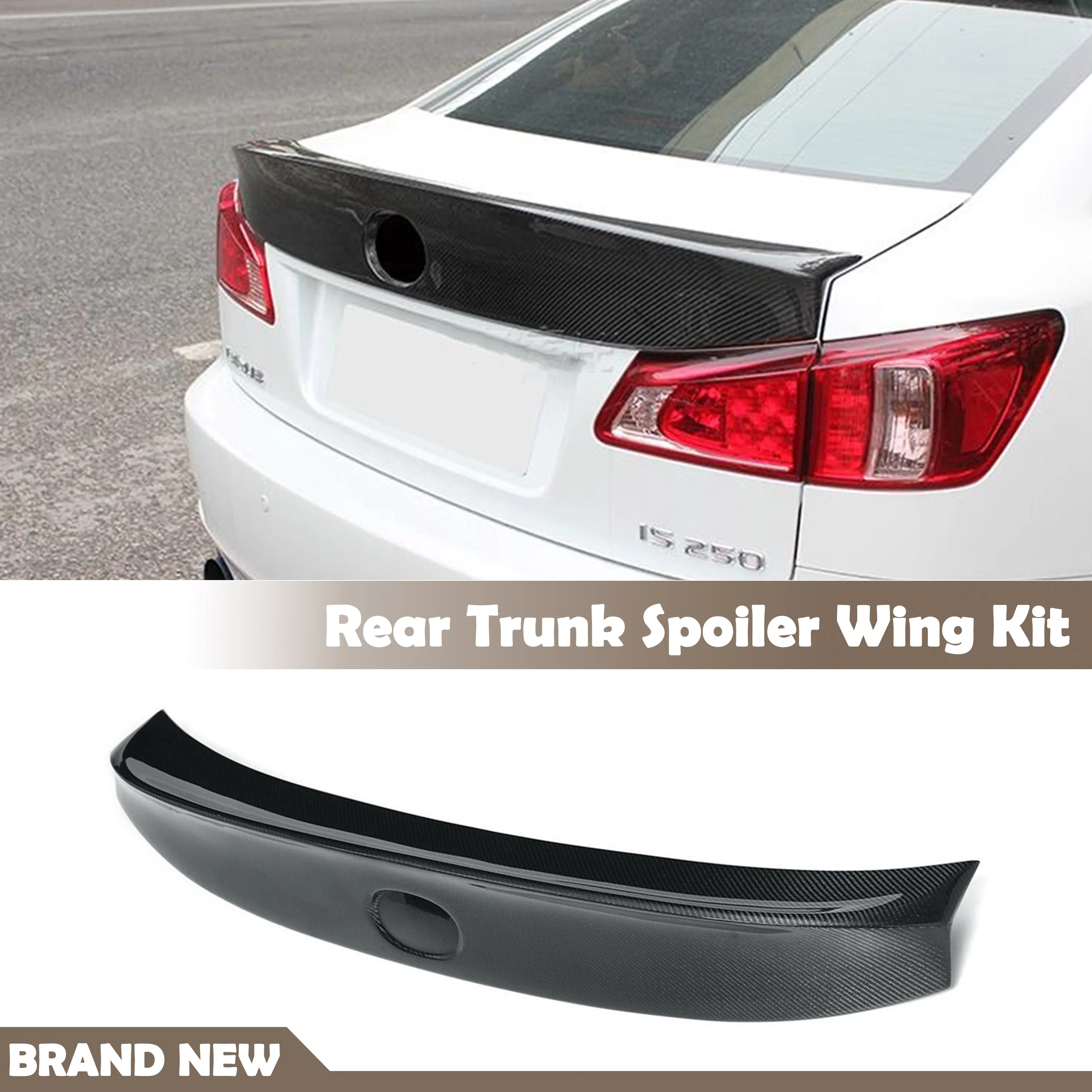 

Carbon Fiber Car Rear Spoiler Wing Splitter Flap Add On Trunk Lid Decklid Trim Lip Guard For Lexus IS250 IS350 ISF 2006-2013