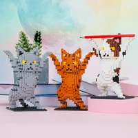 mini cartoon vertical cat model building blocks anime puppet pet kitten decoration diy assembled brick childrens toy gift