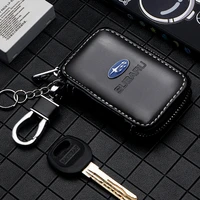 car leather key case for subaru badge logo 8 button long chain key ring 4s shop promotional gift auto accessories keyboy