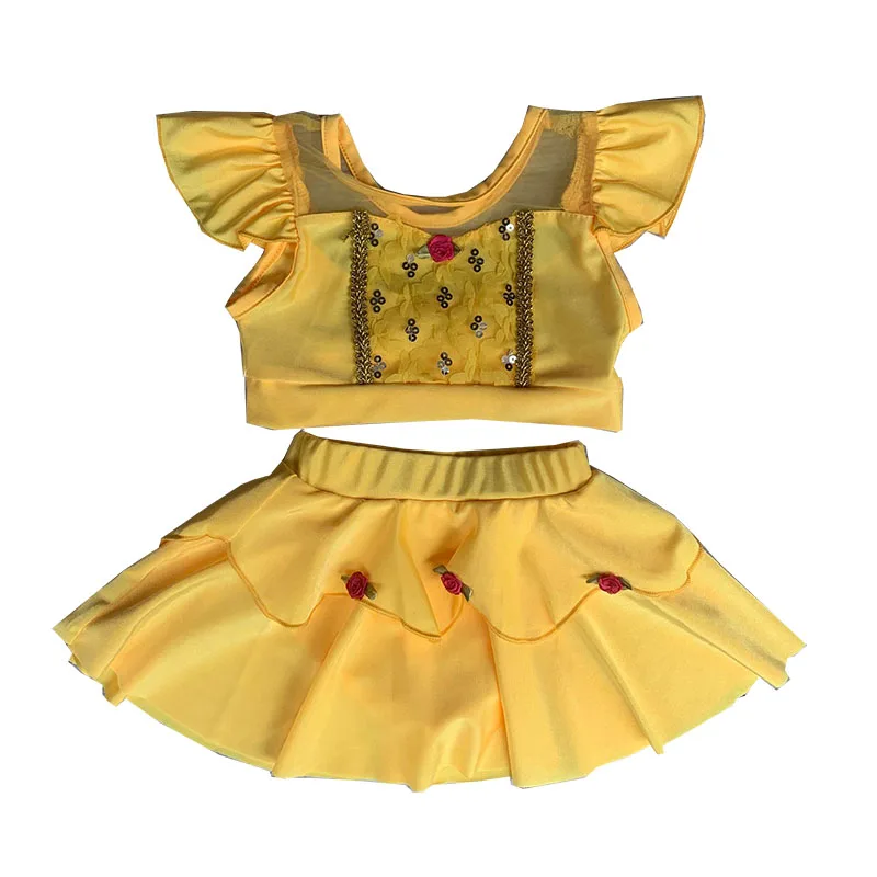 

Wholesale summer kids swimsuit princess sequins baby girl swimwear skirt 2 piece sets