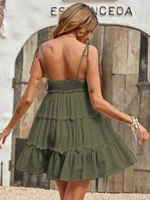 y2k2022 summer pleated suspenders sexy backless dress womens summer skirt fashion short womens clothing