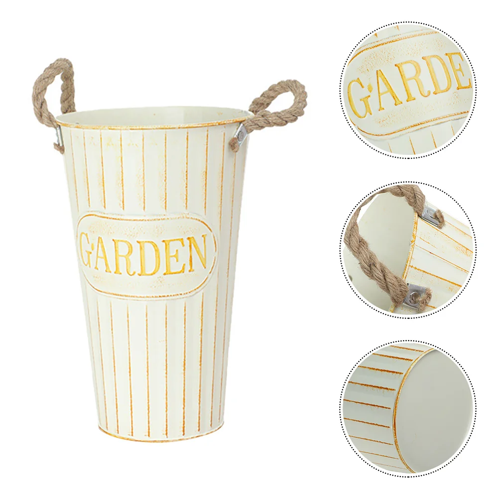 

Flower Vase Bucket Vintage Galvanized Rustic Farmhouse Metal Jug Shabby Pitcher Holder Centerpiece Iron Vases