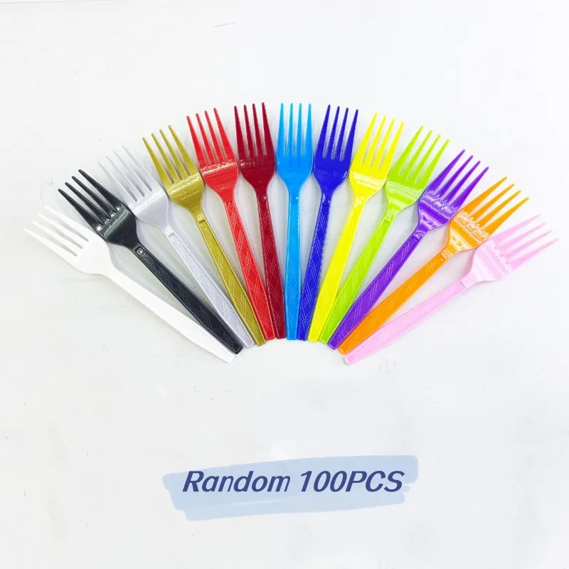 

Набор пластиковых ножей, вилок и ложек для празднования дня рождения, 100 шт., пластиковая ложка, одноразовая посуда, нож и вилка для десертов, ...