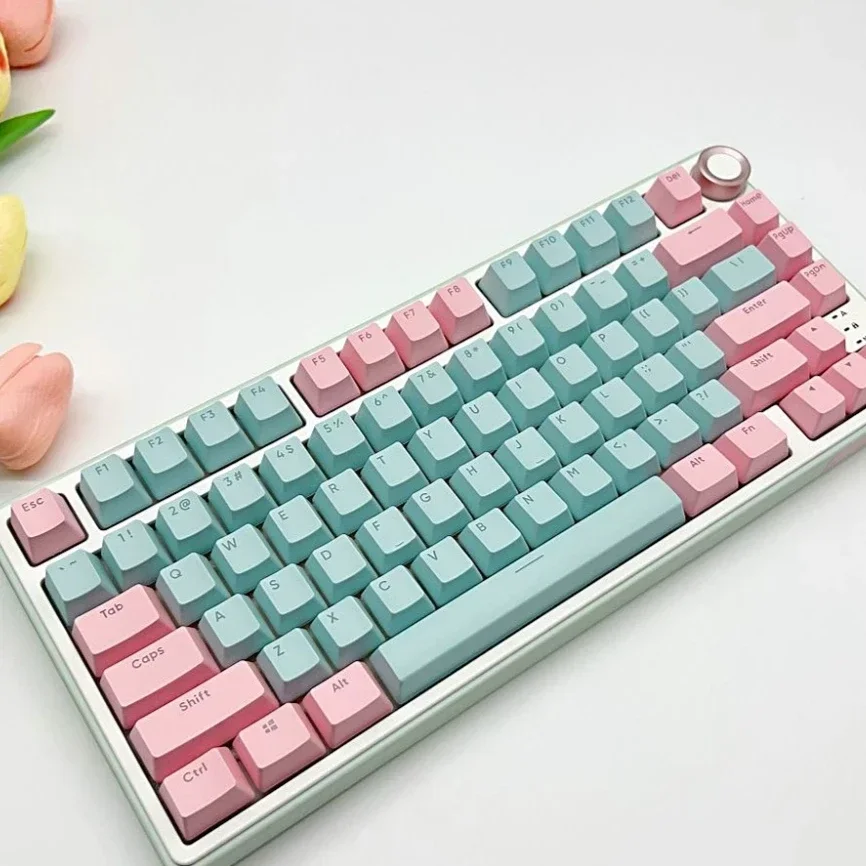 117 розово-синие прозрачные колпачки для клавиш из ПБТ с фронтальной печатью форма