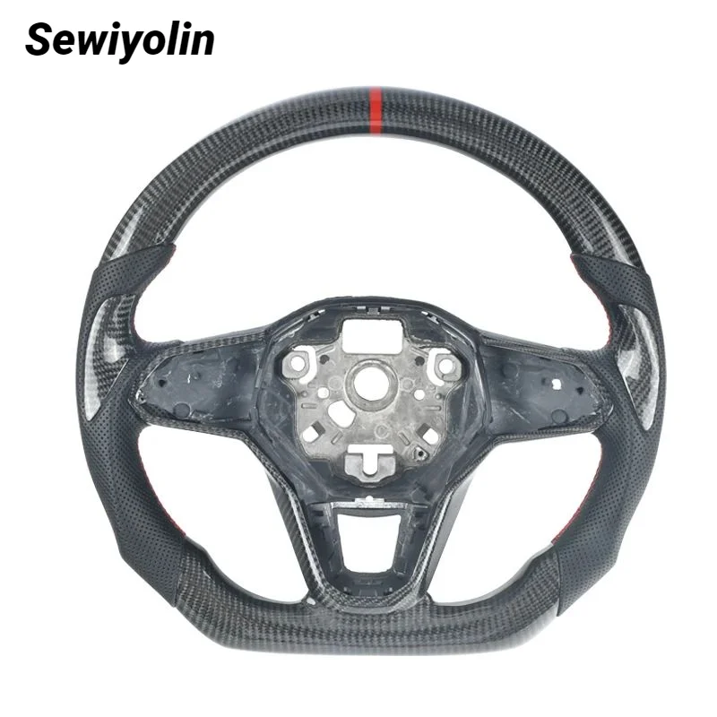 

Carbon Fiber Steering Wheel For MK7 MK8 GTI R For Volkswagen VW Golf MK7 Perforated Leather Steering Wheel Assembly