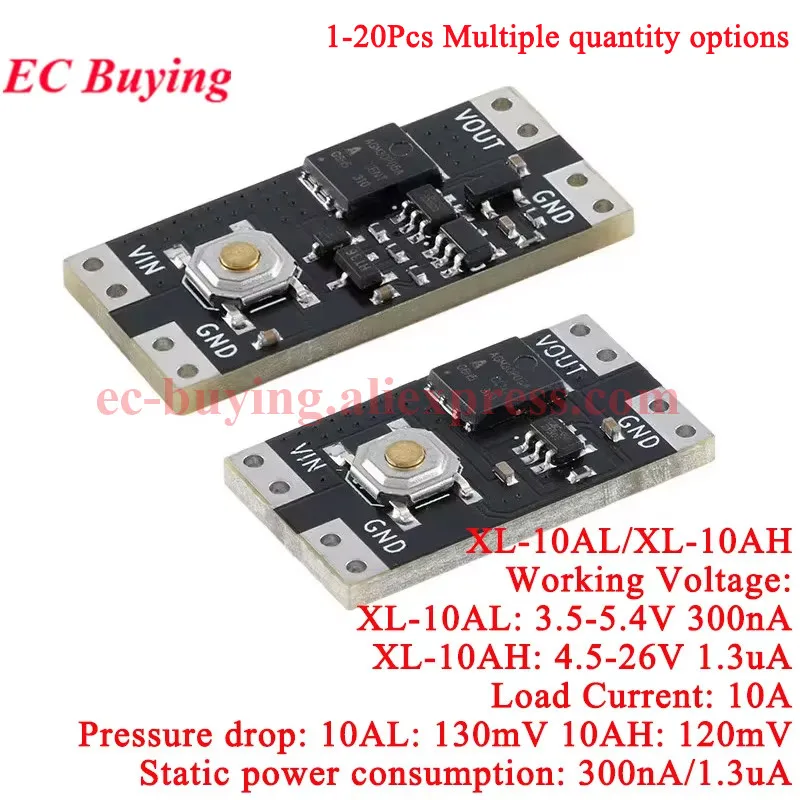 20 adet/1 adet Tek Bağlantılı Düğme Bistable Anahtar Modülü 3.5-5.4V 4.5-26V 300nA 1.3uA Yük 10A Düşük Güç Geniş Gerilim Mikro Tek Tuş