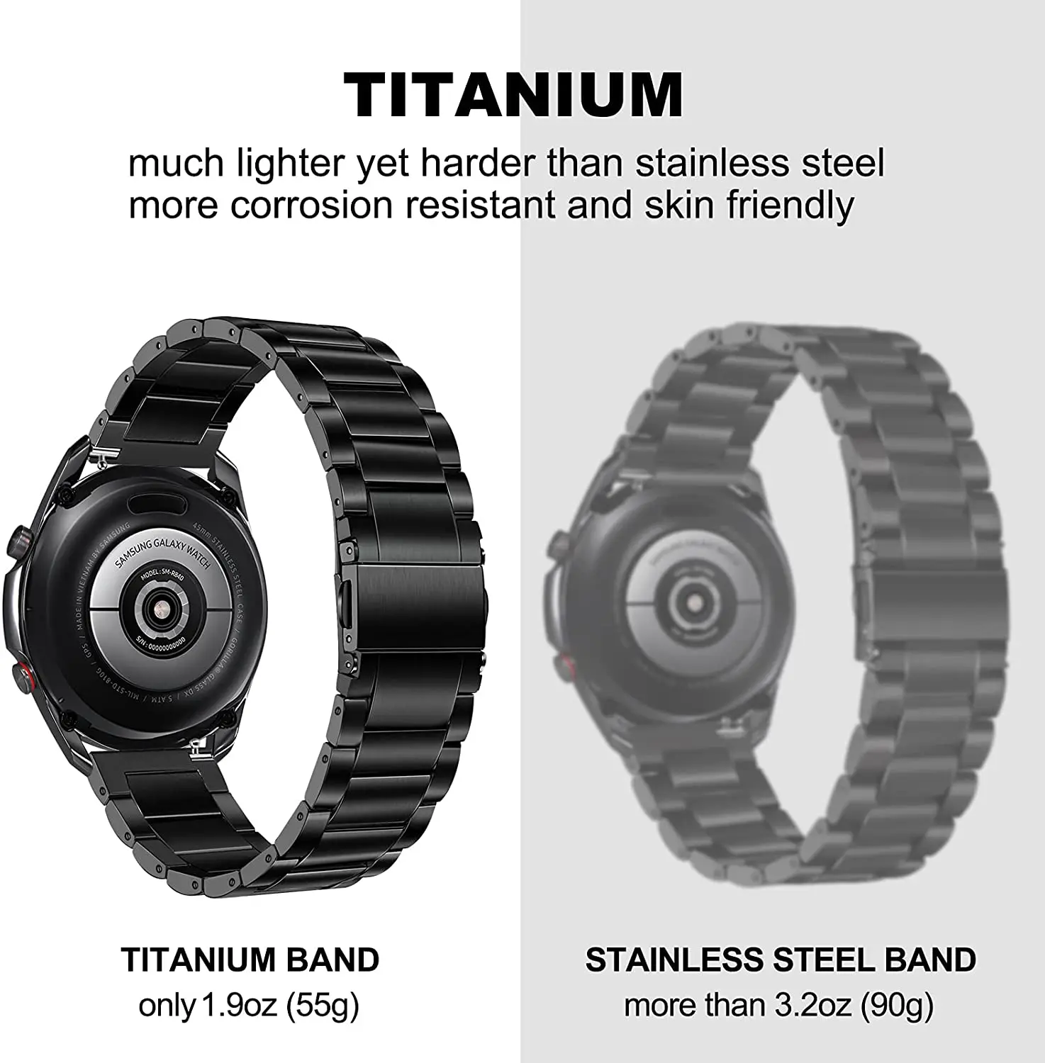 Titanium Metal Strap for Huawei Watch 3 Band GT 2 Pro GT2 Watchband for Samsung Watch 5 44mm Luxury Business Bracelet Wristband