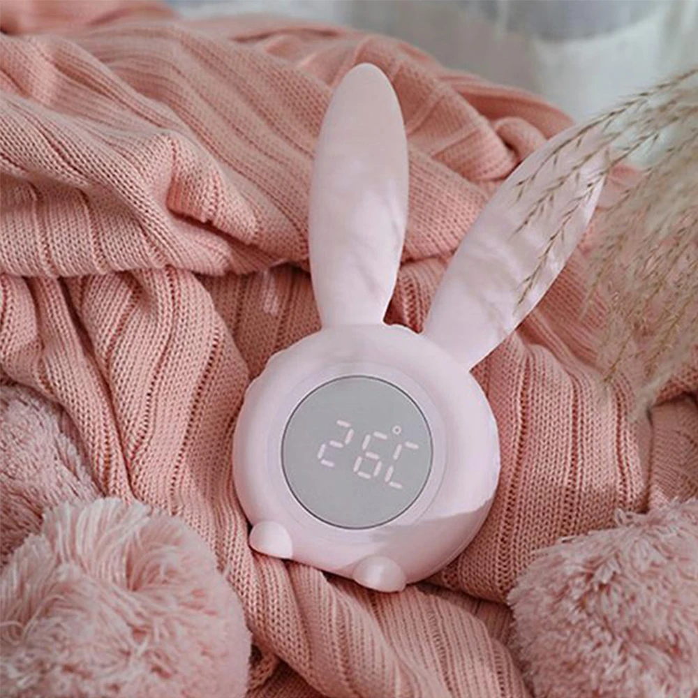 

Cute Rabbit Sound Induction Timer Alarm Clock Creative Induction Alarm Night With USB Small Clock LED Digital Alarm Clock C V2M5