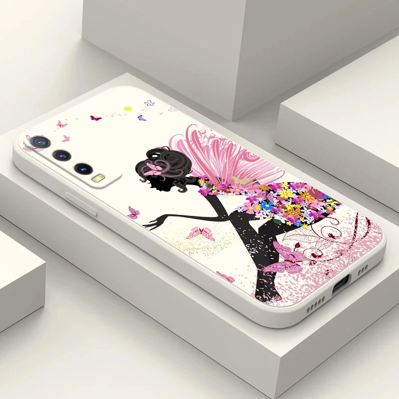 Чехол для телефона для Vivo Y35 Y30 Y50 V20 E V21 V21E V20 V20SE V23E V25 PRO 4G 5G black girl butterfly