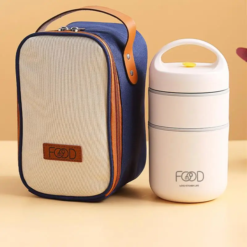 304 Stainless Steel Vacuum Thermal Lunch Box Insulated Bag Food Warmer Soup Cup Thermos Containers Bento for Students