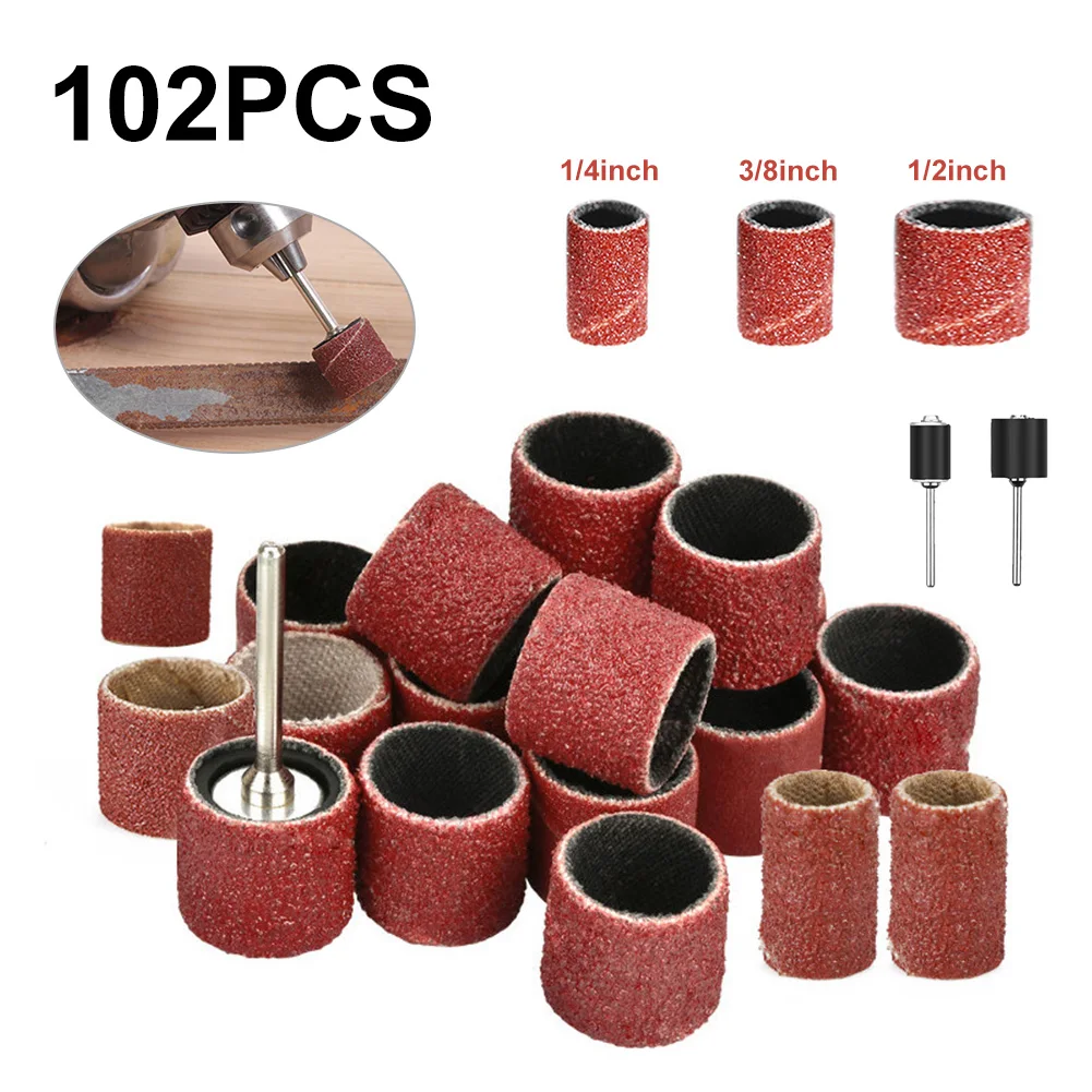 

UYANGG 120# 1/2" 1/4" 3/8"Sanding Drums Kit Sanding Band Sand Mandrel Fit for Dremel Nail Drill Rotary Abrasive Drum Sanding Kit