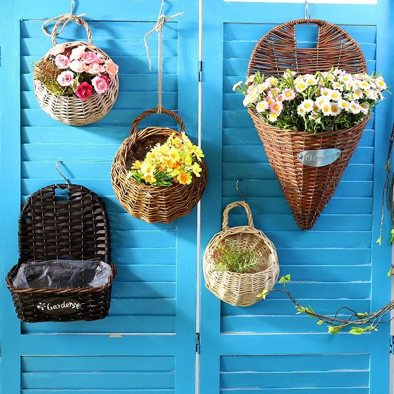 

Домашние украшения CAMIGEL, плетеные настенные цветочные корзины из ротанга