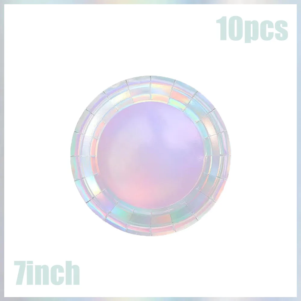 Радужные украшения для вечеринок посуда голографическая бумажная тарелка чашка