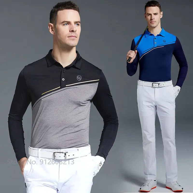 

SWAN LOVE GOLF Men Korean Ice Silk Sunscreen Jersey Male Golf Sport Shirt Man Long Sleeve Cooling Tops Casual Polo T-shirt S-XXL