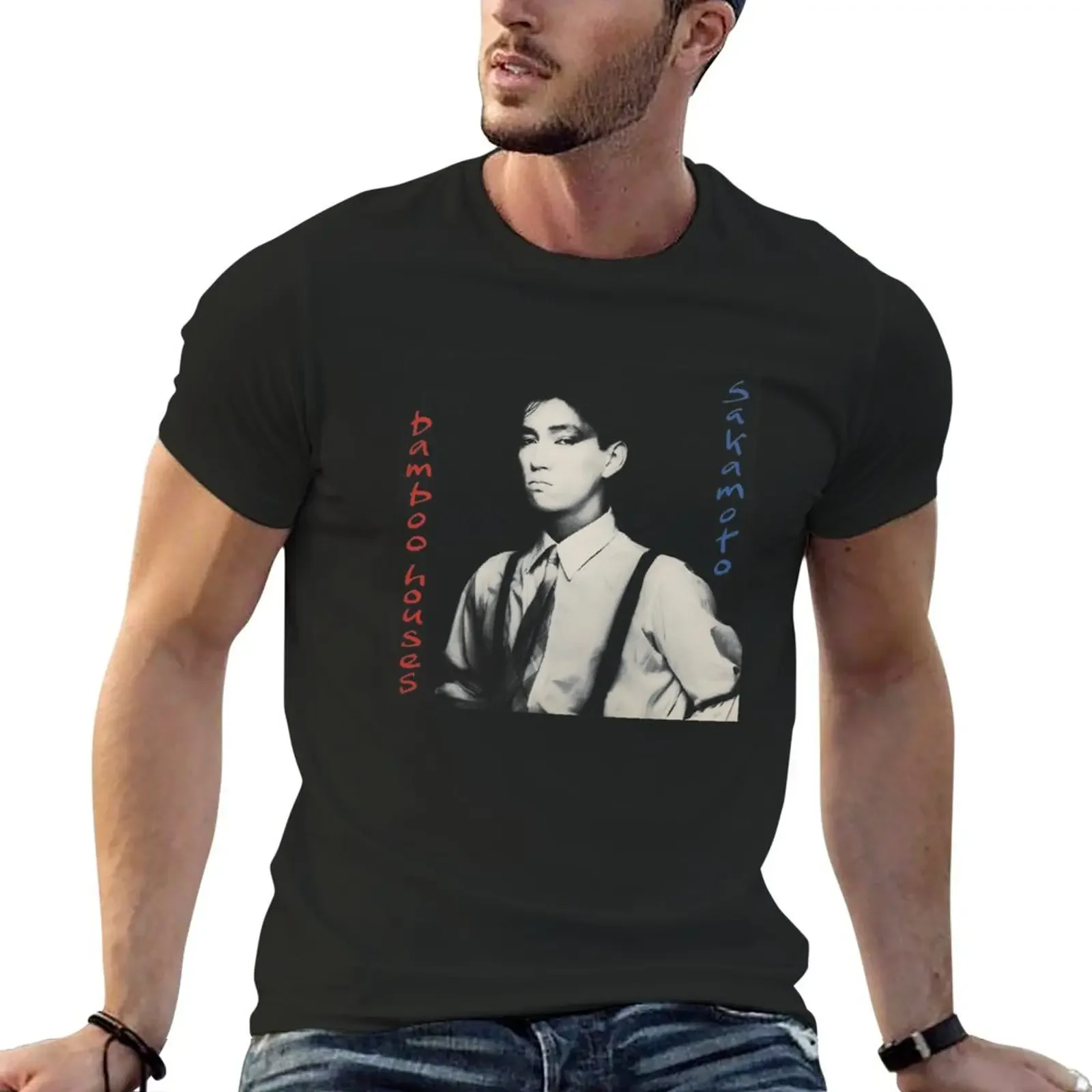 Новинка футболка RYUICHI с изображением Сакамото-бамбуковых домиков белые футболки