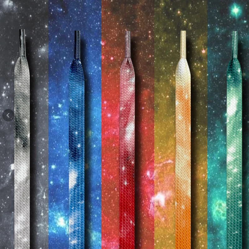 Star Shoelaces Universe Galaxy Flat Shoelaces Red Blue Green Basketball Sports Shoe Laces Sneaker Men Women Charms for Sneakers