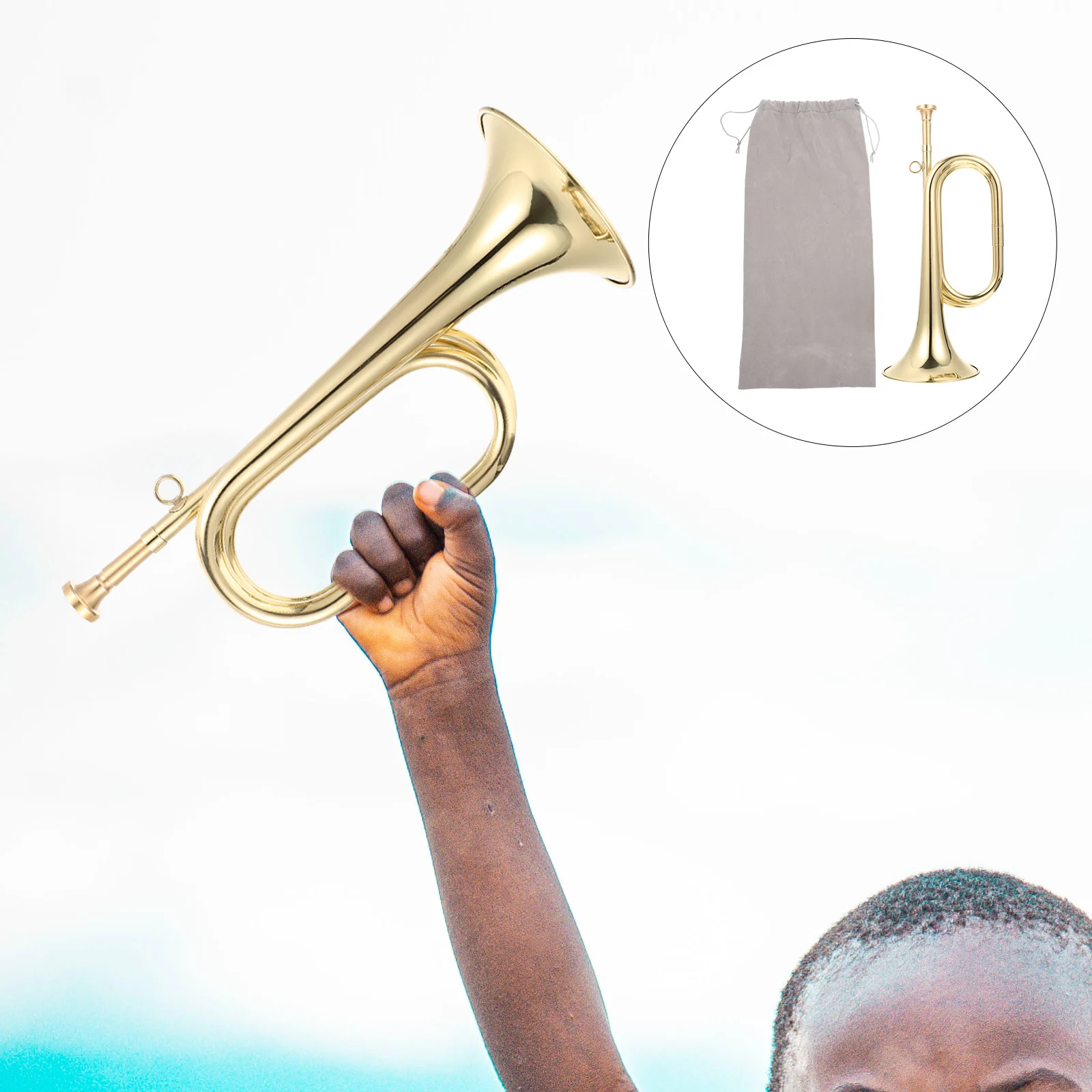 

Children's Toys Small Brass Golden Trumpet Bugle Simple Beginner Orchestra Cavalry Student