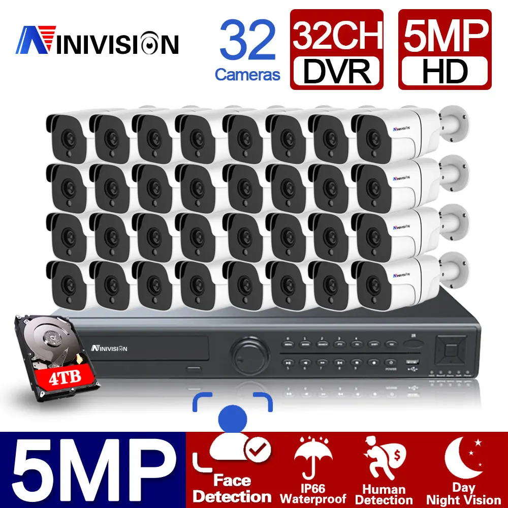 H.265 32CH AHD 5mp DVR Kit 32 channels DVR HD 5MP 1920P Outdoor Waterproof CCTV Security Camera System Video Surveillance Kit