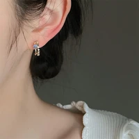 luxury stud earrings for women 925 sterling silver earrings zircon round piercing cartilage earrings wedding party jewelry
