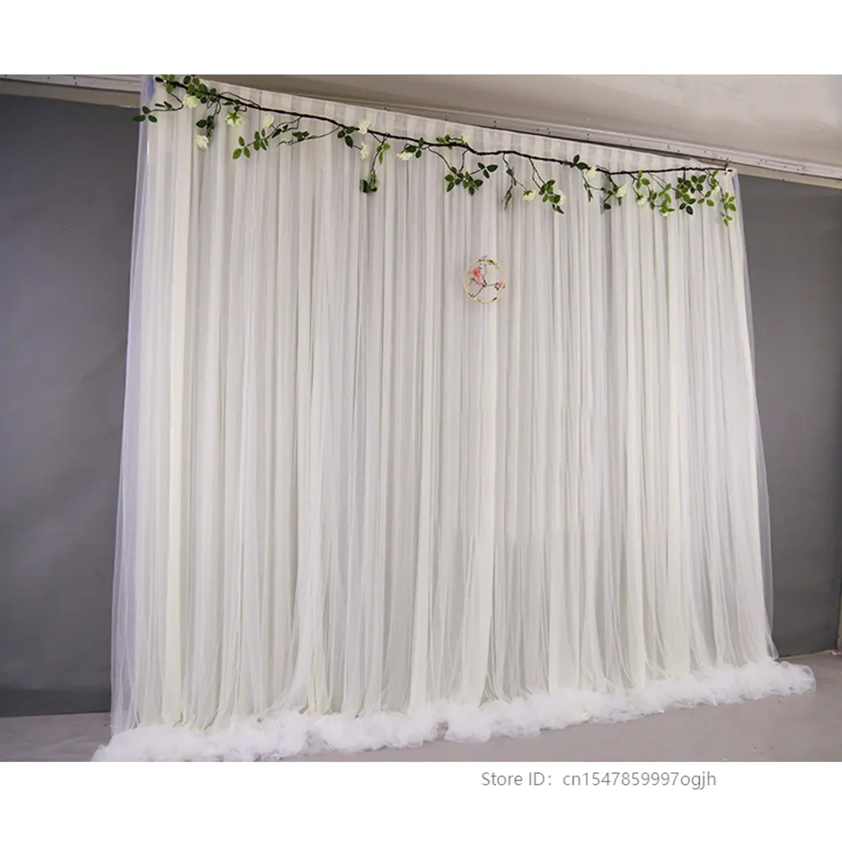 

Ice Silk Wedding Party Backdrops Drape Gauze 2X2M Curtain Background Decoration White Cloth Gauze Net Wedding Photo Booth Panels