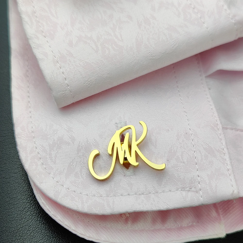 Запонки для жениха из нержавеющей стали с инициалами