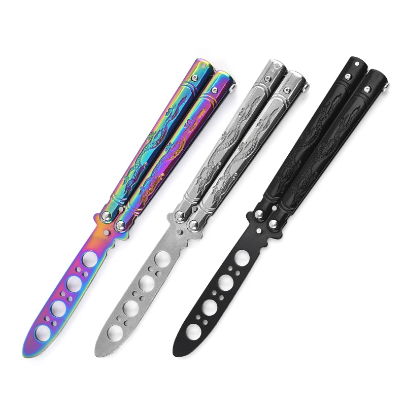 Foldable Butterfly Knife Portable CSGO Transformable Blunt Balisong Pocket Trainer Butterfly Bottle Opener Hand Tool for Game images - 6
