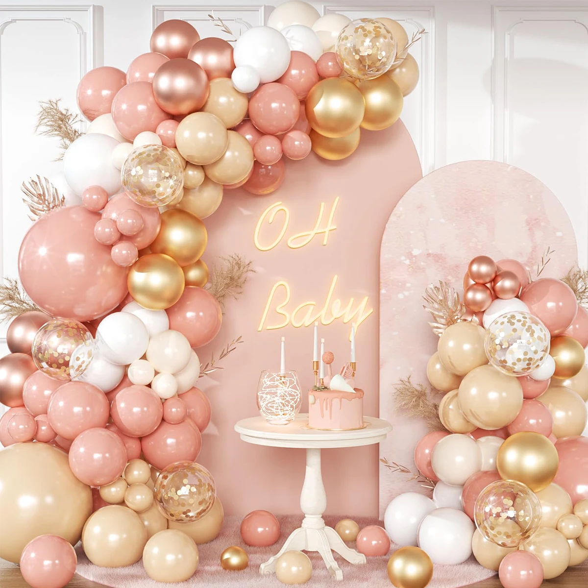 Румяно-розовые воздушные шары гирлянда с днем рождения украшение для свадебной