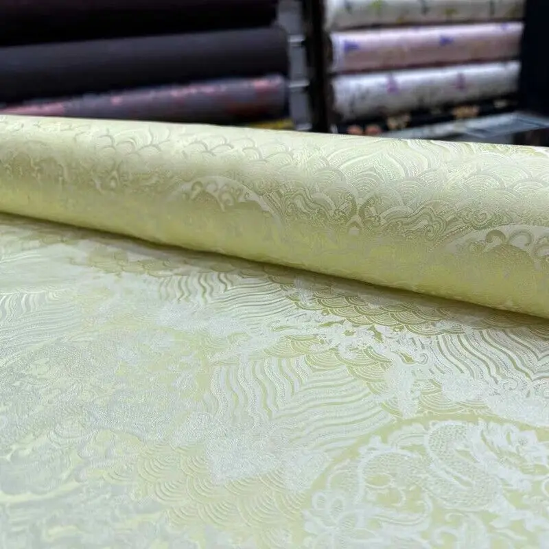 JS жаккардовая атласная ткань 24momme платье в китайском стиле Cheongsam Silkworm