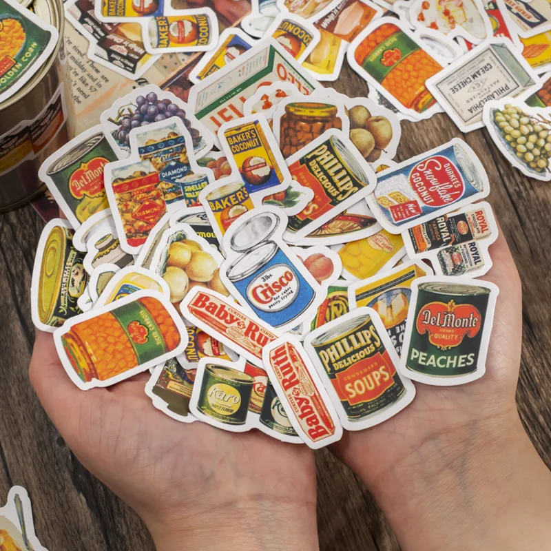 

60 sheets Scrapbooking Exquisite retro American food multi-style fruit drink teahouse tent material stickers 8 styles