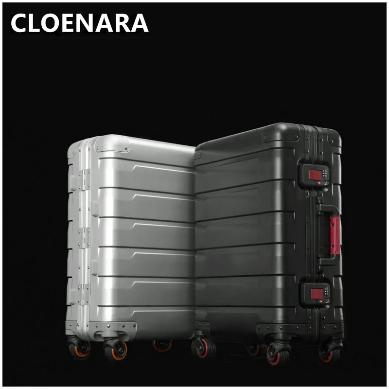 COLENARA 20"24"Inch The New Suitcase 100% Full Aluminum Magnesium Alloy Business Portable Trolley Case Men Rolling Luggage images - 6