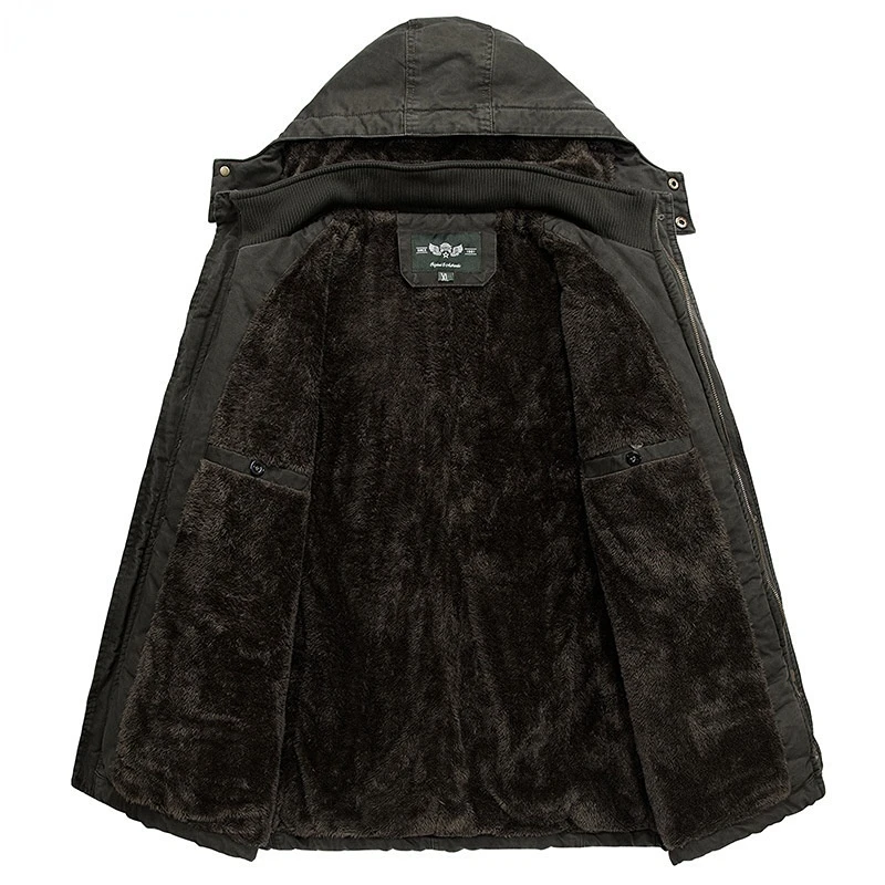 New 2023 Men's Casual Jacket Fashion Winter Parkas Male Fur Trench Thick Overcoat Heated Jackets Cotton Warm Coats Long-sleeved