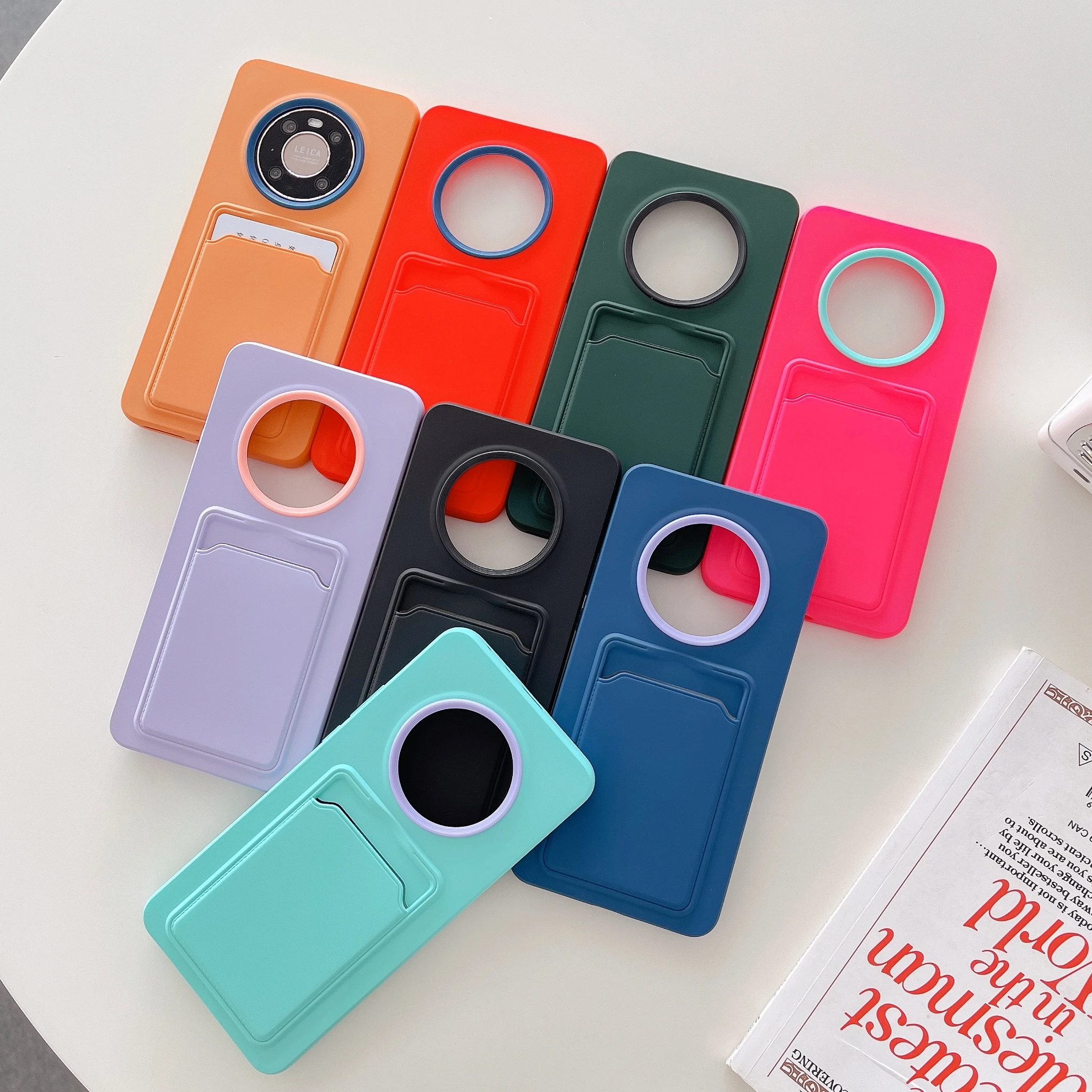 

Multicolor 2 In 1 Card Slot Phone Case For Huawei Mate 40 30 P40 Nova8 Pro Soft Silicon Back Cover