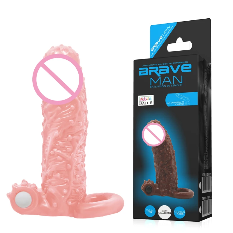 Вибрационный удлинитель для пениса BAILE искусственное кольцо и рукава