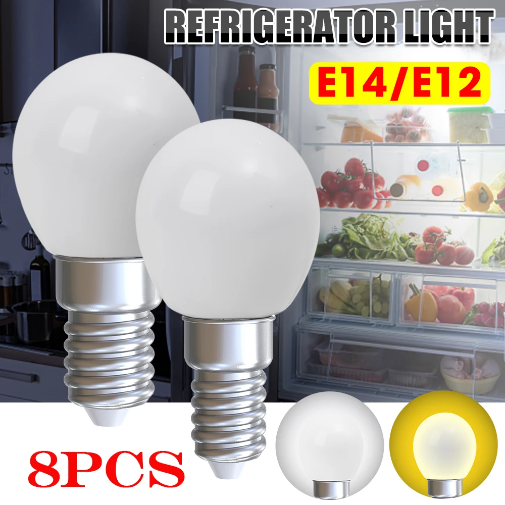 

1/8PCS Mini LED Refrigerator Light Bulb Household 220V Screw Bulb for Refrigerator Display Cabinet E12/E14 Bathroom Night Lights