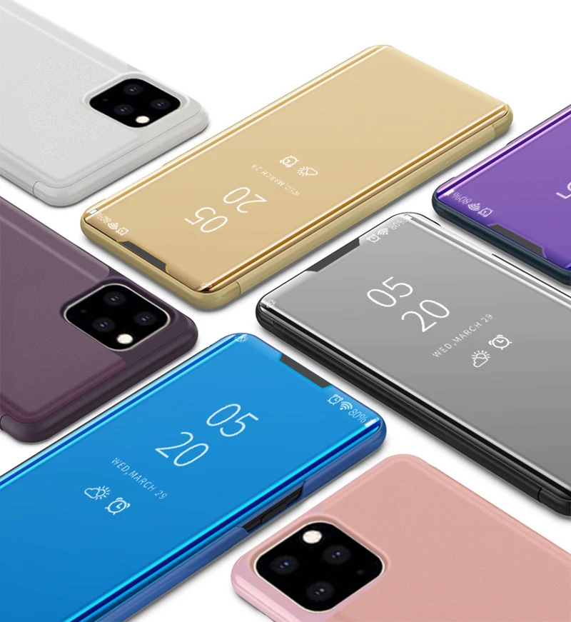 Зеркальный флип-чехол для Huawei P8 P9 Lite 2017 P10 P20 P30 Pro Mate 10 20 P Smart 2019 Y5 Y7 Y9 2018 Honor 7C 8X -