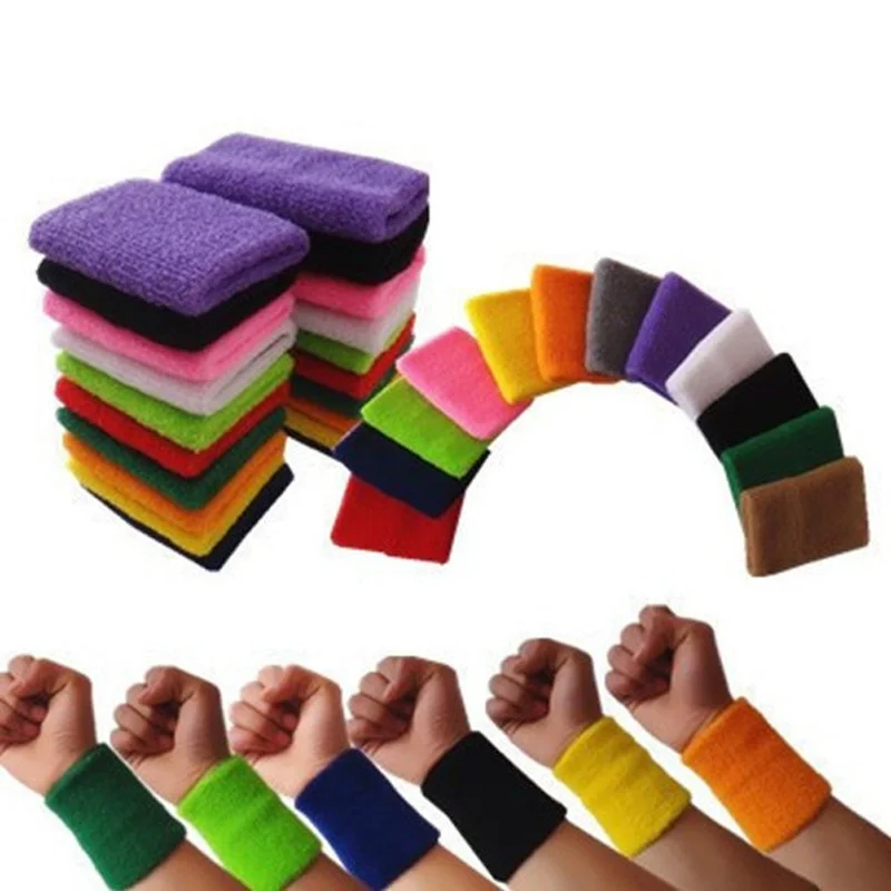 

1Pcs Wristbands Sport Sweatband Hand Cotton Wrist Band Gym Sweat Wrist Support Brace Wraps Guard For Gym Volleyball Basketball