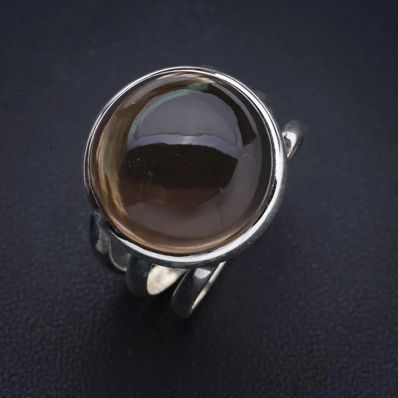 

StarGems Натуральный дымчатый кварц ручной работы 925 пробы Серебряное кольцо 9 E9196