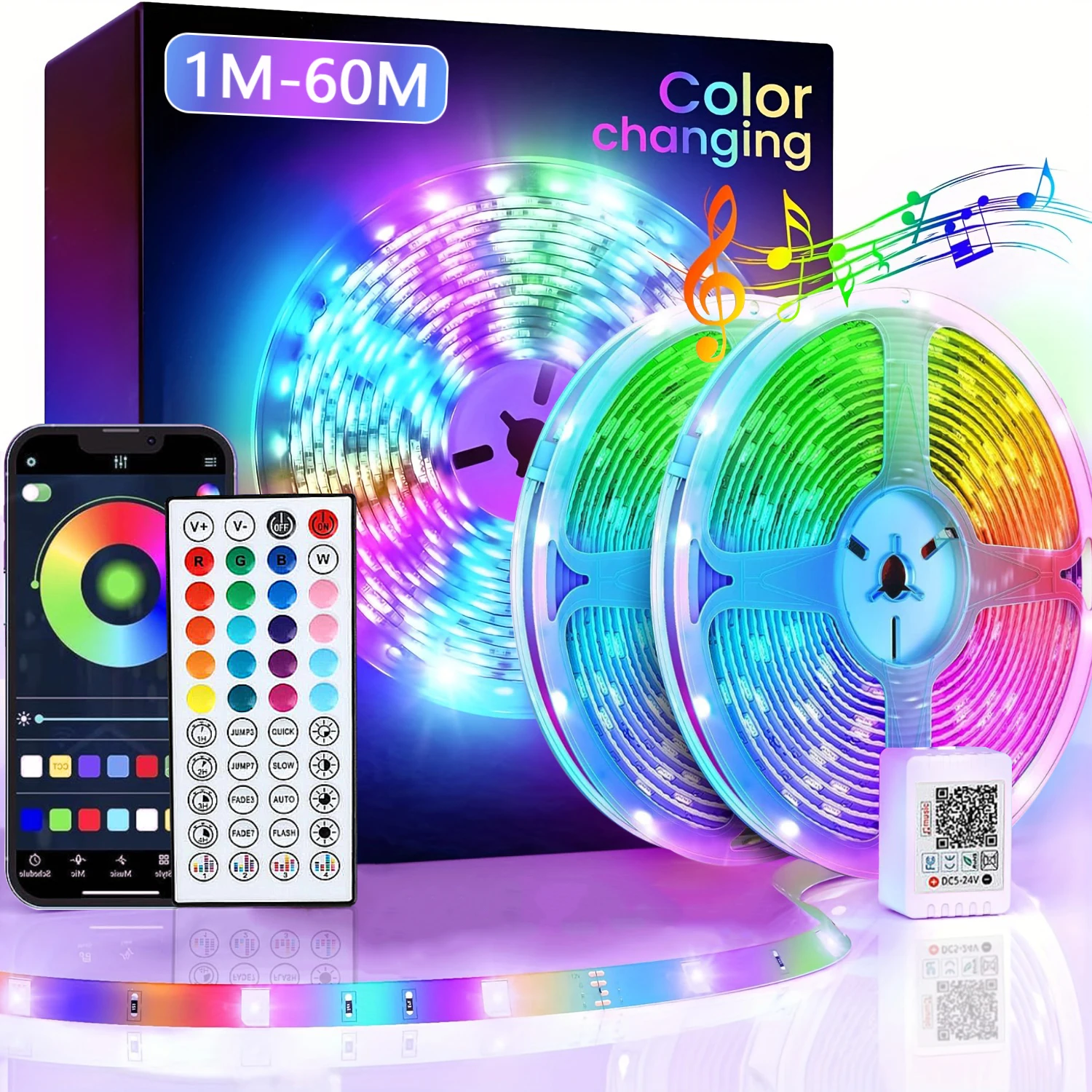 RGB лампы для комнаты управление через приложение с 44клавишами светодиодный