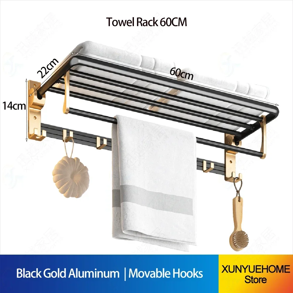 

Алюминиевая подвижная вешалка для полотенец TR-Q-50 черный/золотой