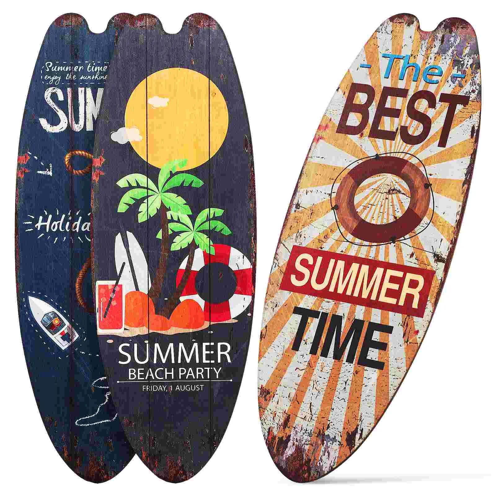 

3pcs Surfboard Beach Signs Wall Decorations Surfboard Shape Wall Sign Ornaments