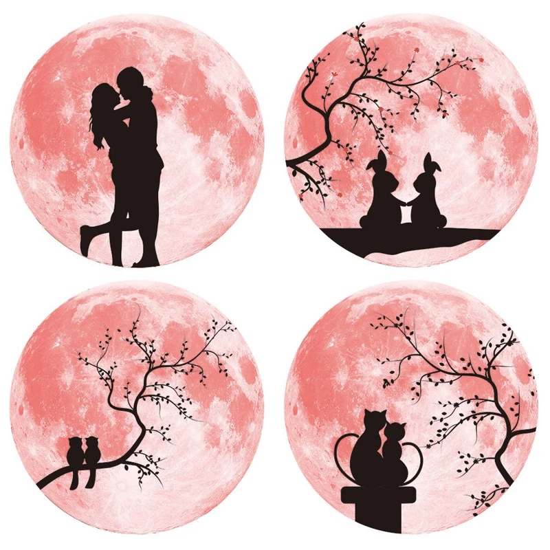 

3D Luminous Moon Couple Wall Sticker Glow in the Dark Cartoon Decal for Kids Room Living Room Baby Nursery Bedroom Decor 2022