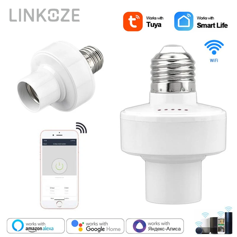 

Адаптер LINKOZE Tuya для умных ламп E27, основа для держателя светодиодной лампы, с голосовым управлением и поддержкой Alexa Google Home Alice