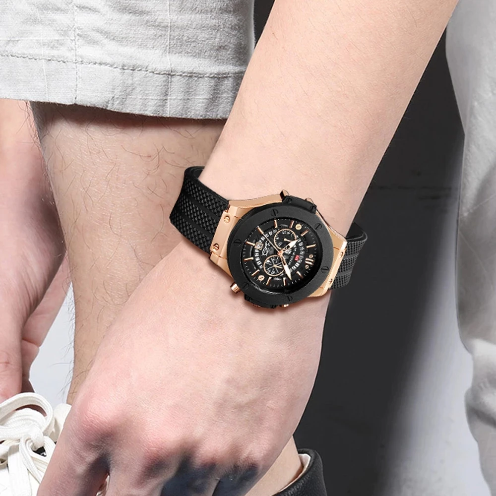 

2022 New Men's Watch Top Brand Luxury Sports Silicone Strap Japanese Movement Calendar Quartz Waterproof Watch Relogio Masculino