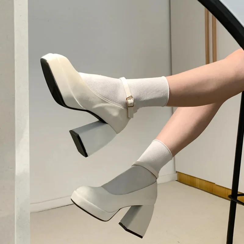 Туфли-лодочки женские на платформе Модные Туфли Мэри Джейн очень высоком каблуке